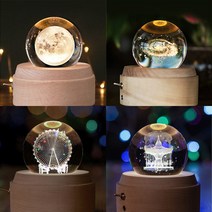 [해외] 오르골 크리스탈 뮤직박스 무드 취침 수유등, 오르골_민들레씨