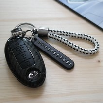 그린텍 인피니티 QX50 G25 G37 Q50 Q70 QX60 카본 키케이스 키홀더 키링, 08) 인피니티 4버튼 A타입 레드 + 키링 체크화이트