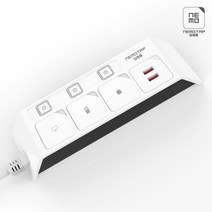 네모탭 3구 4구 5구 USB 멀티탭 멀티콘센트, 블랙, 네모탭 USB 개별전원 3구2포트 3m, 3m