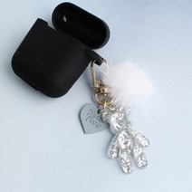 스마트커버 데이지꽃 퍼플 플라워 에어팟키링 에어팟케이스 자동차키홀더, 글리터실버밍크