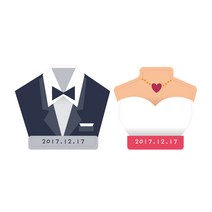 디자인아지트 수제데코스티커 네임스티커, 신랑신부, 1set