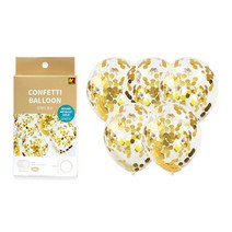 와우파티코리아 컨페티풍선 (5개입), 골드 라운드