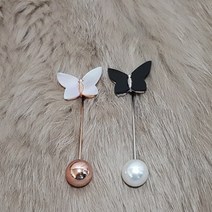 아름쥬얼리 나비 자개 오닉스 부토니에 브로치 패션 여성