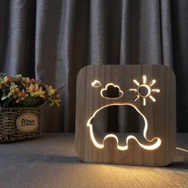 토브스 8종 나무 LED 무드등 대형 (190 x 190mm), 코끼리