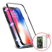 투에이비 글라스 아이폰XS XR XS MAX 마그네틱 휴대폰 케이스 +5D풀커버 강화유리SET