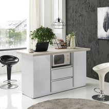 퍼니아트 심플 와이드 인조대리석 B형 홈바, 인조대리석_브라운/하부장_화이트