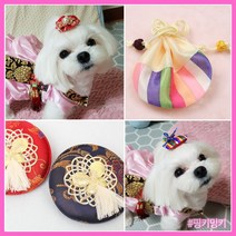 강아지한복장식구소품 애견한복삔핀 복주머니악세사리, 01.색동 복주머니, 1개입