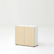 듀오백 라이트오피스 2단도어 수납책장 CB082D2(800x720), 책장 화이트+도어 라이트우드