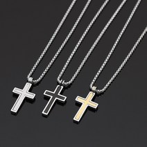 [슈가스톤] 써지컬스틸 투톤 십자가목걸이 패션 남자목걸이