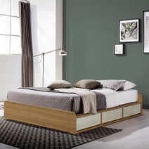 모젤리 스몰더블(로우헤드)-수납침대-프레임+양면매트, 아카시아 화이트워시