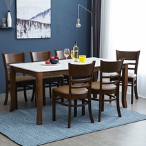 베스트리빙 데미안 모카 캘빈 6인 대리석식탁세트/의자6개 3color, 투톤