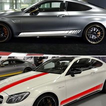 BENZ C CLASS AMG 에디션 사이드라인 데칼스티커 본넷 트렁크, A TYPE(SIDE DECAL A-001), 04.그레이