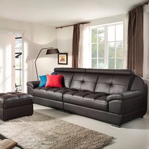 서광퍼니처 브리앙 이태리라텍스 천연면피 4인용소파(스툴별매) 소파, 브리앙 천연면피 4인소파 다크브라운/스툴없음