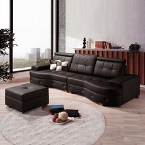 서광퍼니처 헤라 라텍스 4인용소파 스툴세트, 헤라 4인용소파 그레이/원목다리