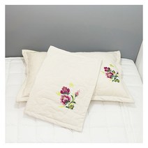 예당 퍼플 목단 자수 광목 베개 커버