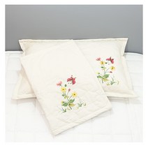 예당 달맞이꽃 자수 광목 베개 커버