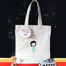 [날쌘거북이] 6000 단발소녀 에코백 프린팅 주머니 신주머니 고급 캔버스 원단사용