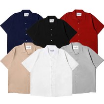 오버핏 남녀공용 무지 오픈카라 셔츠 pto소울공유반팔셔츠