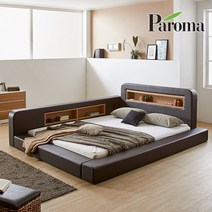 세진침대 파로마 메리엘 LED 저상형 수납 침대 프레임, 초코브라운