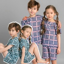 캐릭모아키즈 여름실내복 유아동 주니어잠옷 거즈 체크체크