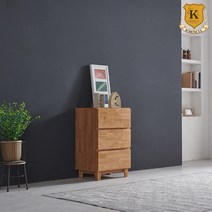 크렌시아 나루토 고무나무 원목 3단 서랍장, 내추럴원목