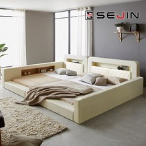 세진침대 브리토 LED 수납 가드형 패밀리침대-프레임만, 브리토 LED 수납 가드형 패밀리침대 프레임만(아이보리)