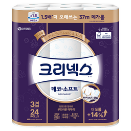 고급스러운 크리넥스 3겹 데코&소프트 화장지로 품격있는 일상 만들기!
