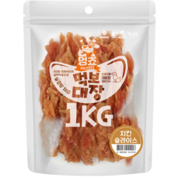 멍쵸 먹보대장, 대용량 강아지간식, 1kg, 1개, 치킨슬라이스 · 1개 · 1kg
