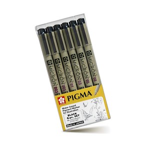 PIGMA 마이크론 볼펜 6p 세트, 블랙, 1세트