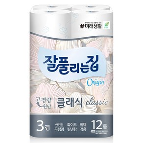 잘풀리는집 클래식 3겹 고급롤화장지, 27m, 12개입, 1개