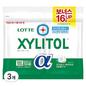 롯데자일리톨 알파 오리지날 리필, 102g, 3개