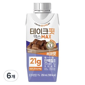 테이크핏 맥스 초코맛 드링크믹스 RTD, 250ml, 6개