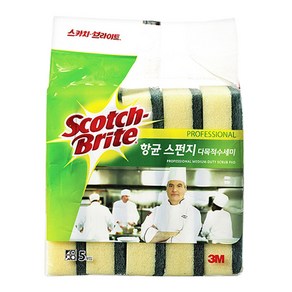스카치브라이트 항균 다목적 스펀지형 수세미 대, 5개입, 1개