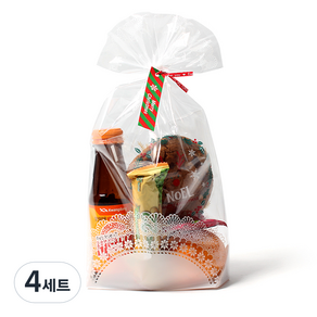 M자 도일리 비접착 opp 30p + xmas 택 + 페이퍼타이, 혼합 색상, 4세트