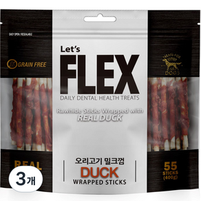 플렉스 강아지간식 밀크껌, 오리고기맛, 400g, 3개