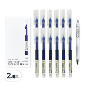 투코비 54 생잉크 중성펜 0.5mm 12p + 투코비 닥터 그립 샤프 랜덤 1개, 블루(중성펜), 랜덤발송(샤프), 2세트