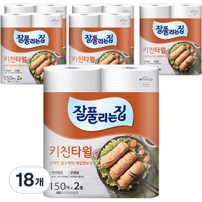 잘풀리는집 천연펄프 롤키친타올 2롤, 150매, 36개