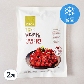 ORGA 동물복지 닭다리살 양념치킨 (냉동), 340g, 2개