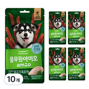 아미오 자연담은 간식 닭고기 육포 유산균 PLUS, 유산균 담은 닭가슴살, 50g, 10개