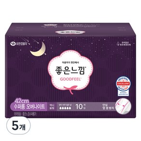 좋은느낌 오리지널 수퍼롱 생리대 패드형, 오버나이트, 10개입, 5개