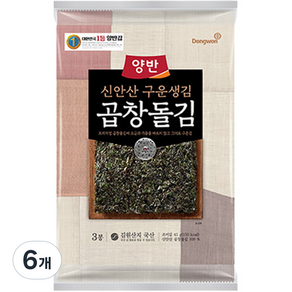 양반 구운생김 곱창돌김 5매 x 3봉, 45g, 6개