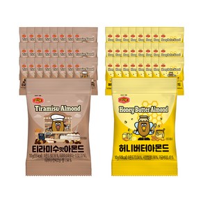 머거본 허니버터 아몬드 10g x 25p + 티라미수맛 아몬드 10g x 25p, 500g, 1세트