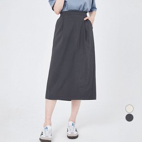 ELLE PARIS A라인 바스락 밴딩 롱 스커트