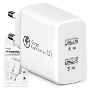 서가 36W 퀵차지 QC3.0 2포트 멀티 18W+18W 동시 USB 고속 충전기