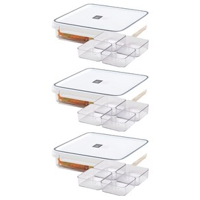 수납이야기 스카이락 밀폐용기 점보 1호 + 정사각형 인케이스 4칸 세트, 3개, 단품