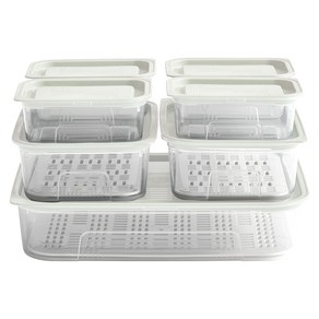 이지앤프리 프레쉬 채반 보관용기 3종 7p + 채반 2종 3p 세트, 1세트, 400ml + 1250ml + 3000ml + 채반중 + 채반대