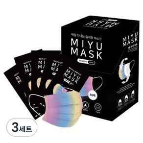 레인보우 마스크 소형, 50개입, 3개