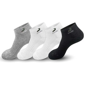 크로커다일 여성용 스포츠 자수 쿠션 루키 스니커즈 양말 세트, GRAY + WHITE + WHITE + BLACK, 4개