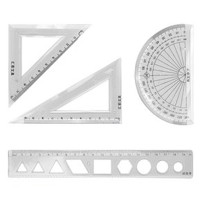 바코젤 소프트 삼각자 각도기 20cm 자 세트, 투명, 1개