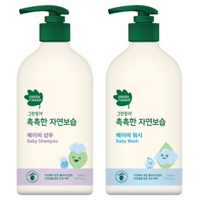 그린핑거 촉촉한 자연보습 베이비 워시 500ml + 그린핑거 촉촉한 자연보습 베이비 샴푸 500ml, 1세트